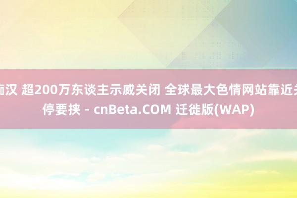 痴汉 超200万东谈主示威关闭 全球最大色情网站靠近关停要挟 - cnBeta.COM 迁徙版(WAP)